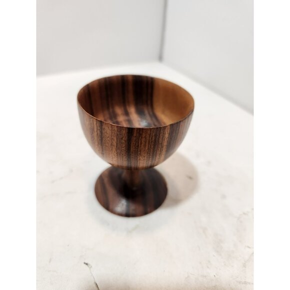 Vintage Mid Century Modern Wooden Wine Goblets with 6 Goblets and Tray - Picture 10 of 15